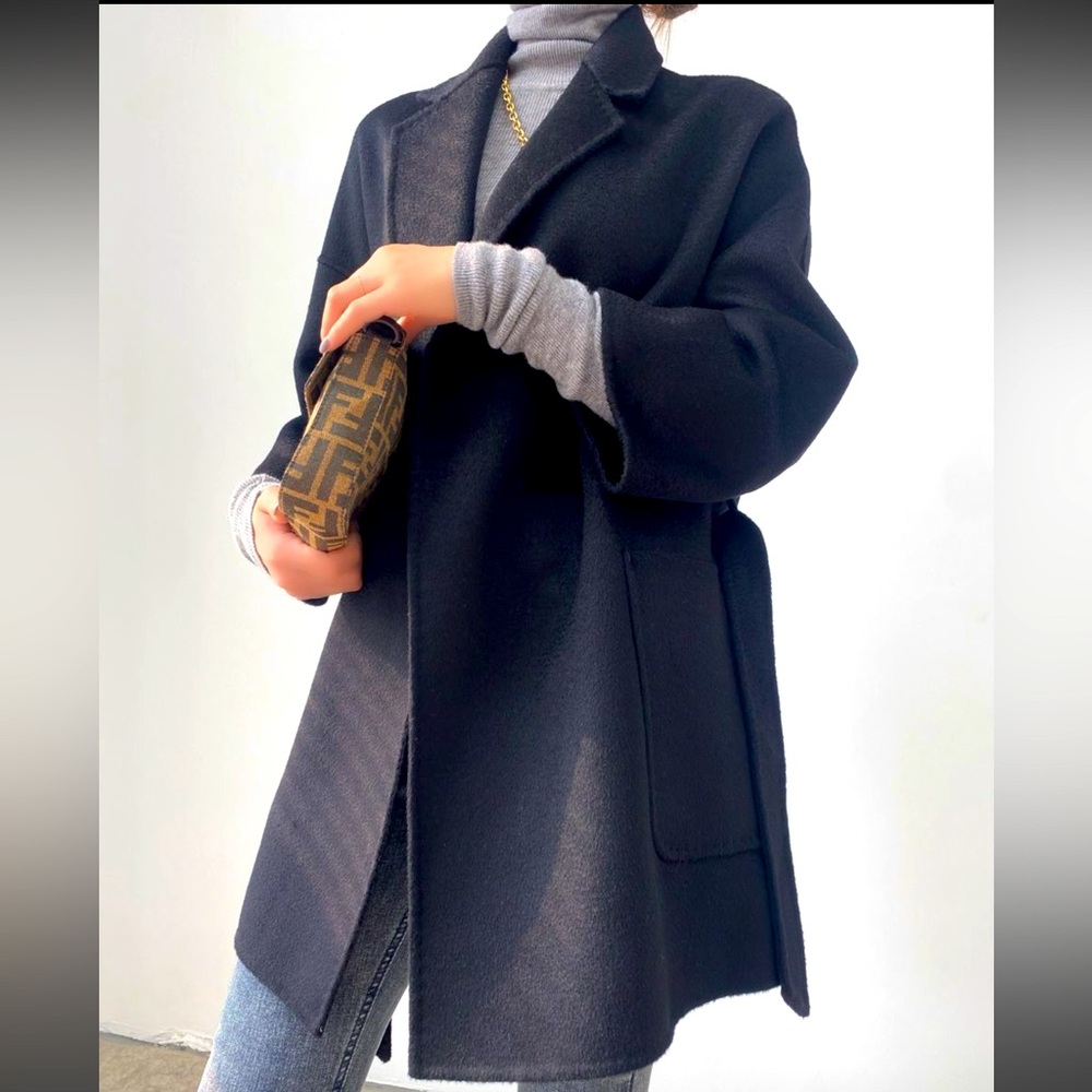 Black cashmere belted coat - NWT 
Size small/36
